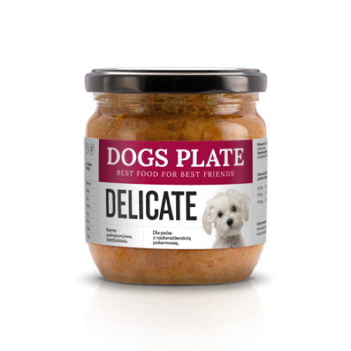 Dogs Plate Delicate 360g — monobiałkowa karma mokra z królika dla psa z alergią szklany słoik