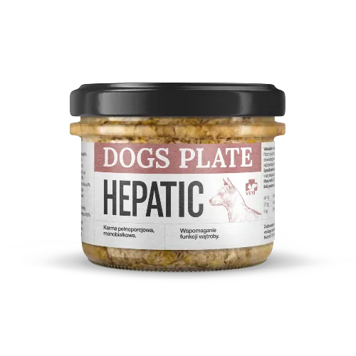 Dogs Plate Vet Hepatic 180g — karma mokra dla psa z zapaleniem wątroby ostropest sylimaryna deficytowa w miedź słoik