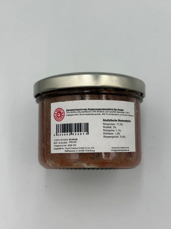 Paul &amp; Paulina karma dla psa z muflona niskotluszczowa 200g — sloik