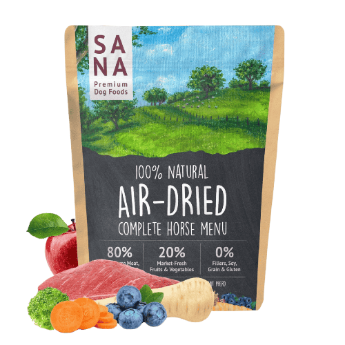 SANA Air-Dried Horse Menu — karma suszona na powietrzu konina 80% mięsa bez ekstruzji bez sztucznych witamin