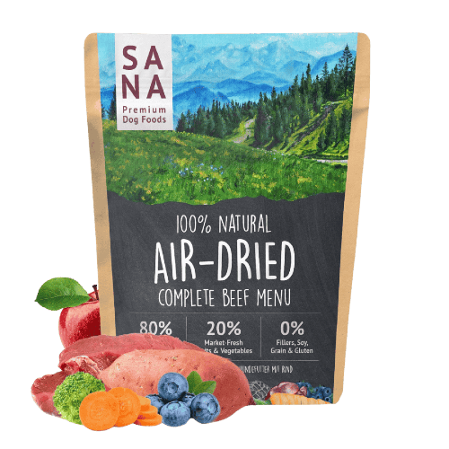 SANA Air-Dried Beef Menu — karma z wołowiny suszona na powietrzu mięso serca wątroba wołowa olej łososiowy