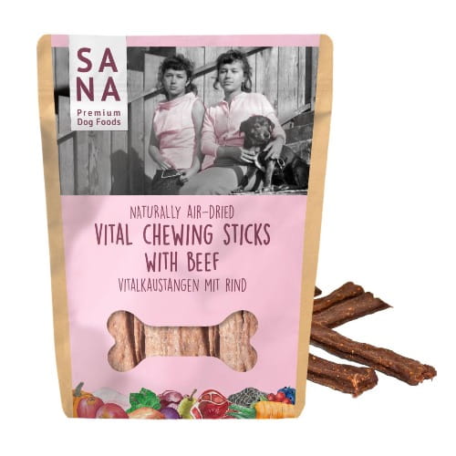 Sanadog Vital Chewing Sticks Beef różowy woreczek gryzak dentystyczny z wołowiną dla psa 150g