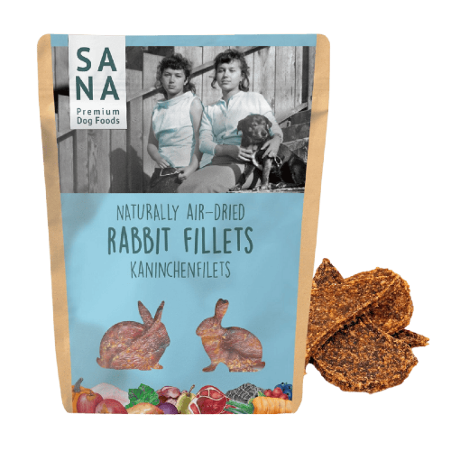 Sanadog Rabbit Fillets niebieski woreczek przysmak z królika hipoalergiczny dla psa 100 g