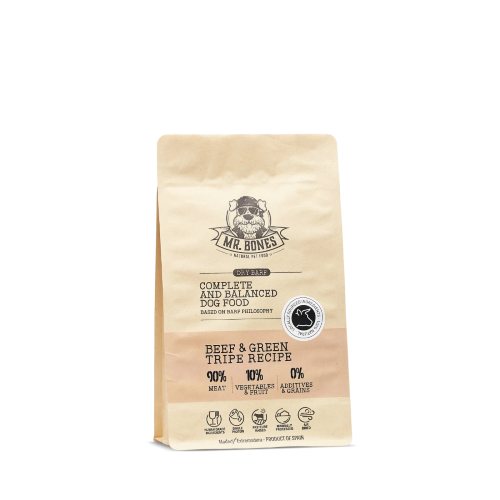 Mr. Bones Dry BARF Wolowina Green Tripe 450g — suchy barf wolowina flaczki green tripe human grade probiotyki trawienie