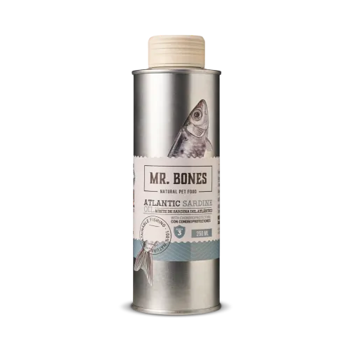 Mr. Bones Atlantic Sardine Oil olej z sardynek dla psa 250ml — butelka