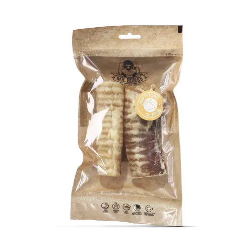 Mr. Bones Beef Trachea — odwodniona tchawica wołowa, 72% białka, naturalny kolagen i chondroityna, gryzak dentystyczny dla psa