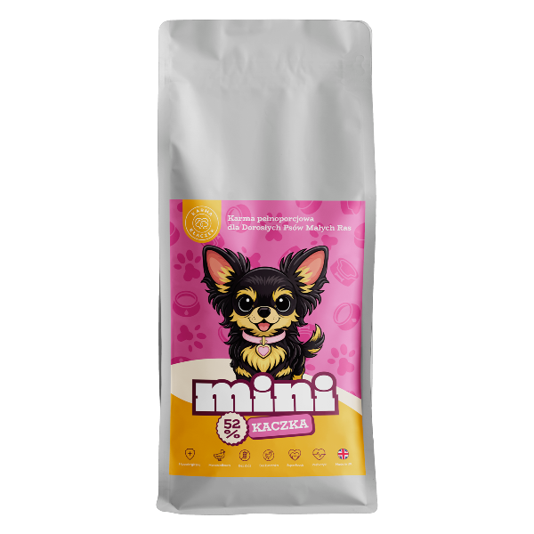 Kłaczek Mini Kaczka 2 kg – karma sucha dla małego psa z kaczką, granulat 8×4 mm, bezzbożowa monobiałkowa