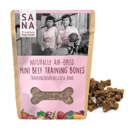 Sanadog Mini Beef Training Bones kostki treningowe wołowina 100g przód opakowania