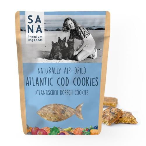 Sanadog Atlantic Cod Cookies ciasteczka z dorsza dla psa 100g przód opakowania