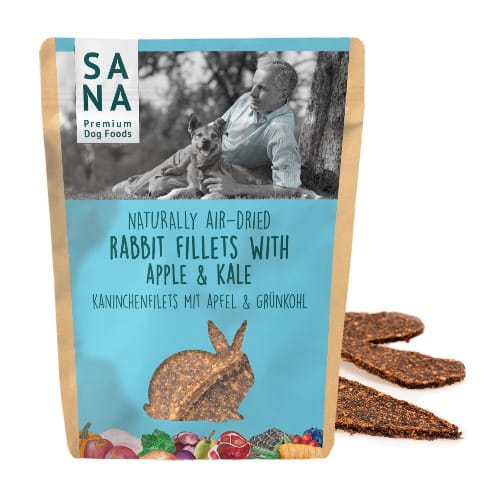 Sanadog Rabbit Fillets Apple Kale filety z królika jabłko jarmuż 100g opakowanie
