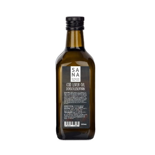 Sanadog Cod Liver Oil tran dorszowy dla psa omega-3 witamina D3 100ml ciemna butelka szklana