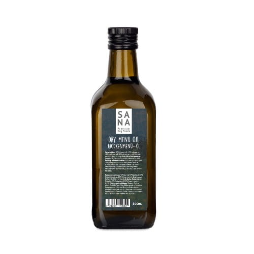 Sanadog Dry Menu Oil olej do suchej karmy dla psa omega-3 4 oleje 100ml ciemna butelka szklana