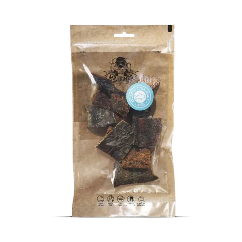 Mr. Bones Atlantic Tuna Jerky suszone mięso tuńczyka dla psa 65g opakowanie przód