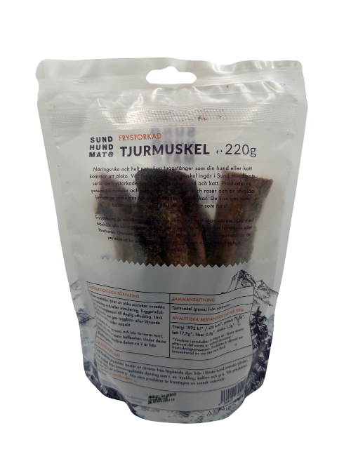 Sund Hundmat penis wołowy freeze-dried gryzak naturalny pies szwedzki tył opakowania