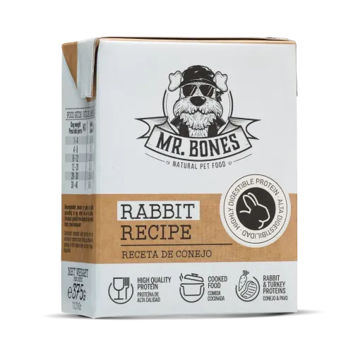 Mr Bones Królik z indykiem 375g — kartonik Tetra Pak z gotowaną mokrą karmą dla psa