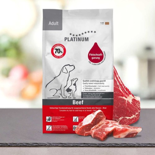 PLATINUM Adult Beef 5 kg półwilgotna karma dla psa 70% świeżej wołowiny — opakowanie