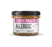 Cats Plate Vet Allergic 180 g karma weterynaryjna dla kota słoik przód.webp