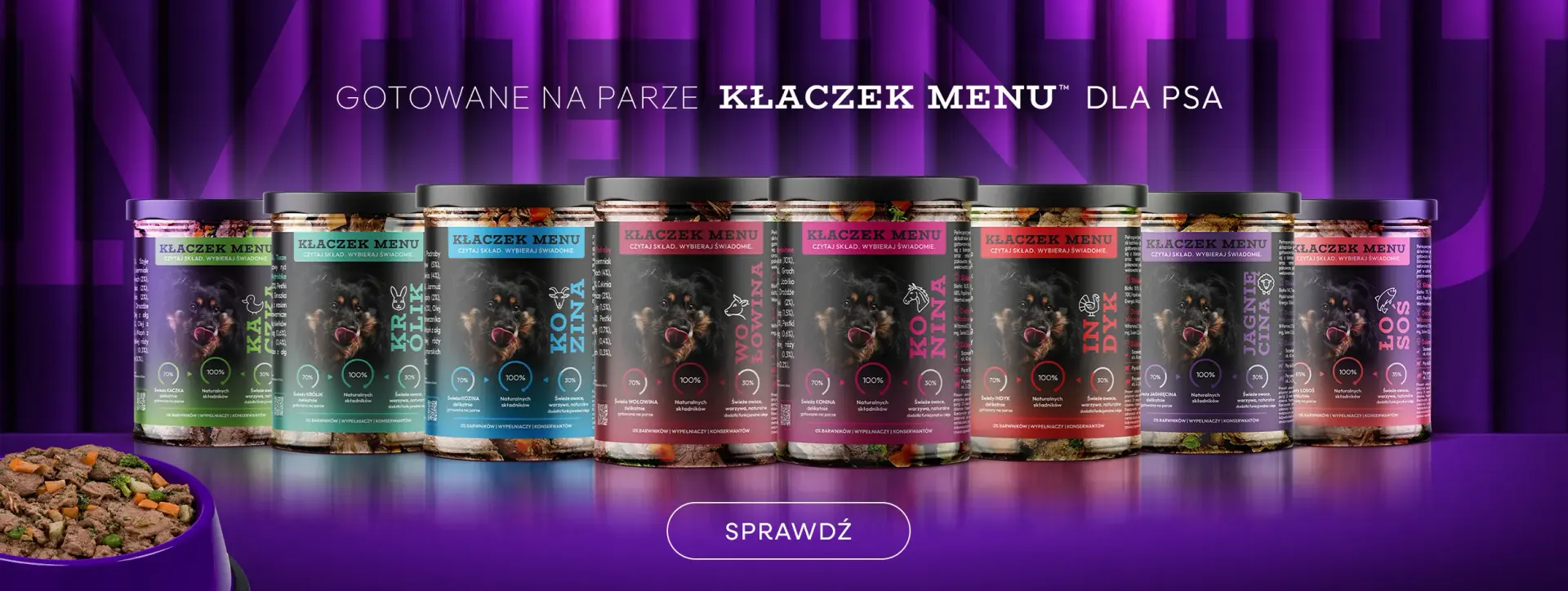 Kłaczek Menu Karma Gotowana na Parze dla Psa Zdrowa Karma Jaka mokra karma dla psa Pies Karma
