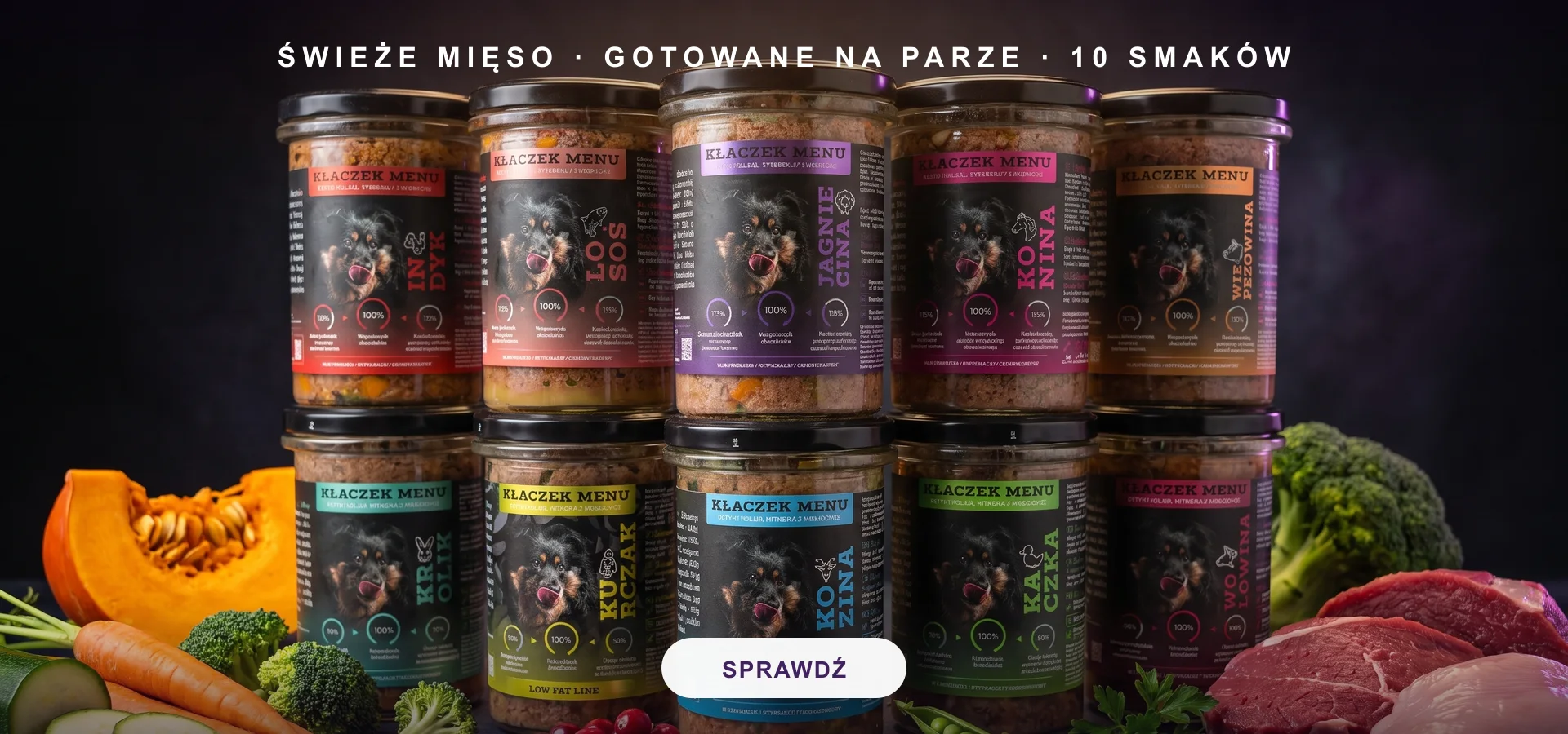 Kłaczek Menu Karma Gotowana na Parze dla Psa Zdrowa Karma Jaka mokra karma dla psa Pies Karma